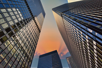Fototapeta na wymiar Scenic Toronto financial district skyline in city downtown near Bay and King