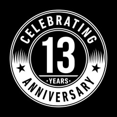 Fototapeta premium 13 years anniversary celebration logo template. Thirteen years vector and illustration.