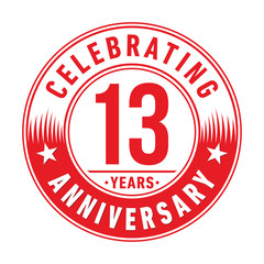13 years anniversary celebration logo template. Thirteen years vector and illustration.