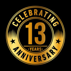 13 years anniversary celebration logo template. Thirteen years vector and illustration.