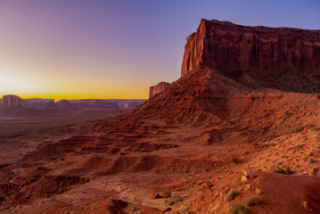 Monument Valley, Utah/united states of america-october 7th 2019, Landscape with mesa during sunset