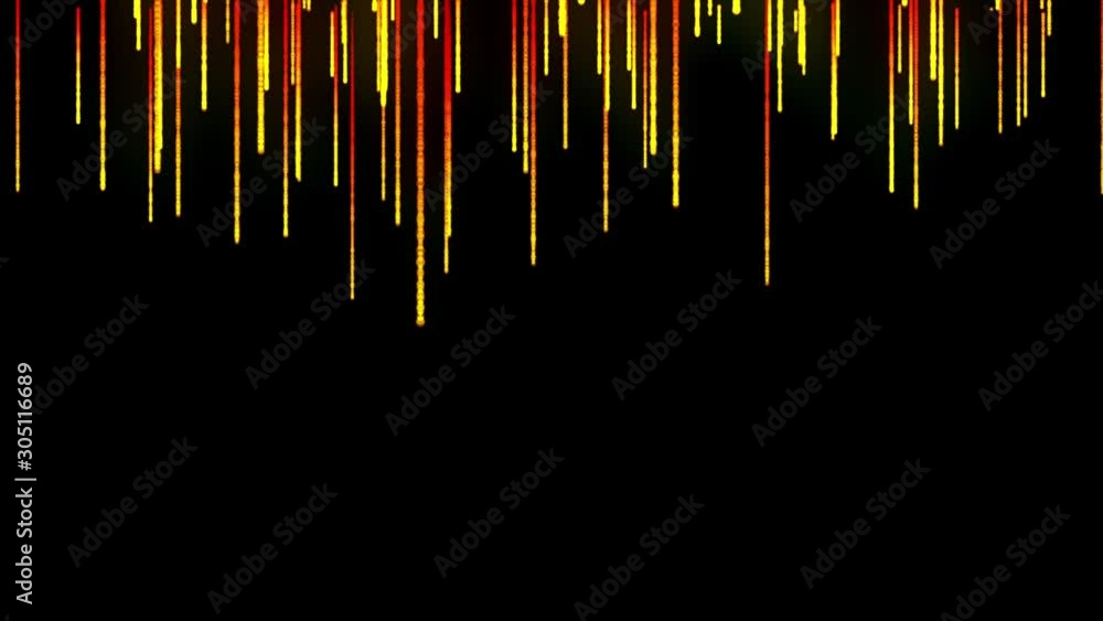 Poster abstract animation of multicolored splashes of luminescent liquid ink slowly flowing down on the bla