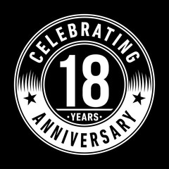 18 years anniversary celebration logo template. Eighteen years vector and illustration.