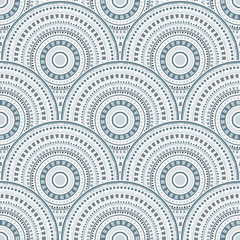 Ethnic circle shapes seamless geometric pattern.