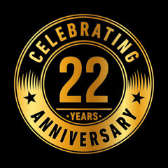 22 years anniversary celebration logo template. Twenty-two years vector and illustration.