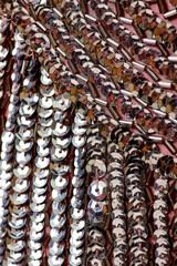 Fabric with sequins and sequins of bright colors. Fashion glitter fabric, sequins. Shiny surface