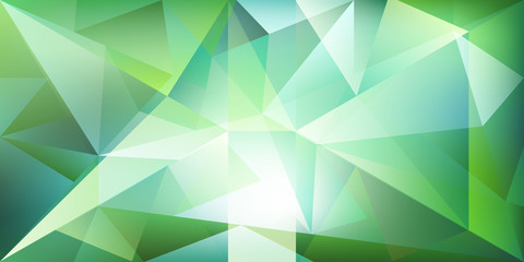 Abstract crystal background with refracting light and highlights in green colors