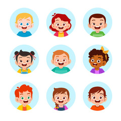 happy cute kids boy and girl avatar face