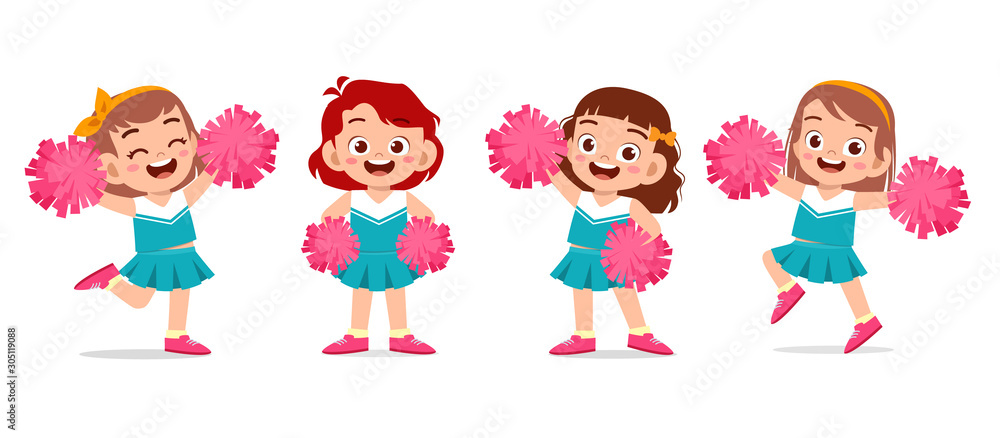 Wall mural happy cute girl wear cheerleader cute uniform set