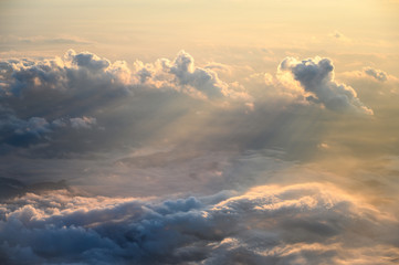 Beautiful sun ray and cloud in morning : view from airplane.