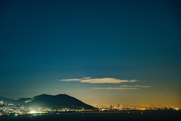 Night view of the strait and Kobe city seen from Awaji Island, Hyogo Prefecture