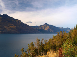Naklejka na ściany i meble Lake Wakatipu and Mount Cook in the south island of New Zealand