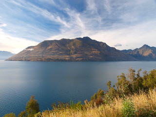 Naklejka premium Lake Wakatipu and Mount Cook in the south island of New Zealand