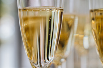 Champagne in glasses. Party, holidays celebration
