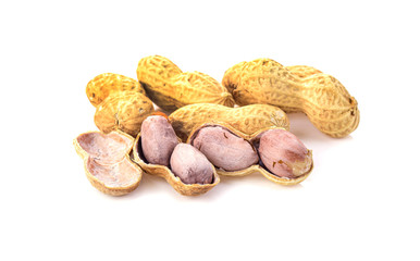 peanuts in cup isolated on white background