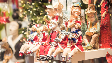 Christmas glass ornaments shop on Christmas market in Europe