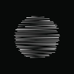 White random horizontal stripes. Geometric art. Black background. Design element for logo, sign, symbol, prints, web, template and textile pattern