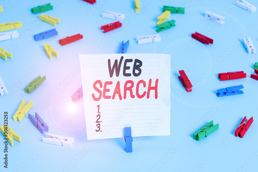 Aufkleber word writing text web search. business photo showcasing software system designed to search for infor