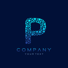 Fototapeta na wymiar P Letter Logo Science Technology. Connected Dots Design Vector