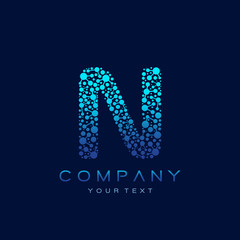 N Letter Logo Science Technology. Connected Dots Design Vector
