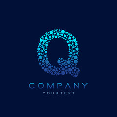 Q Letter Logo Science Technology. Connected Dots Design Vector