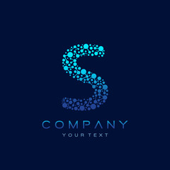 S Letter Logo Science Technology. Connected Dots Design Vector