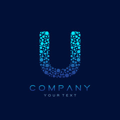U Letter Logo Science Technology. Connected Dots Design Vector