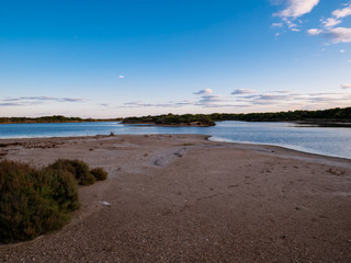 Salty lake at sunset in the Valencia lagoon