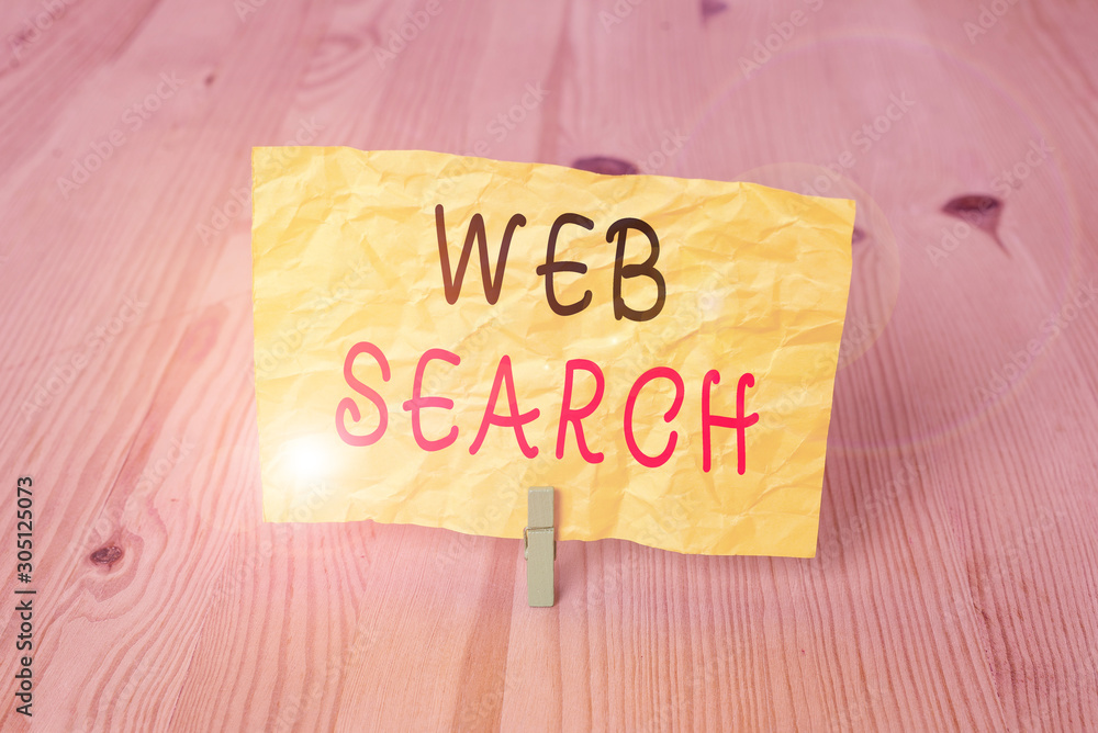 Poster conceptual hand writing showing web search. concept meaning software system designed to search for i