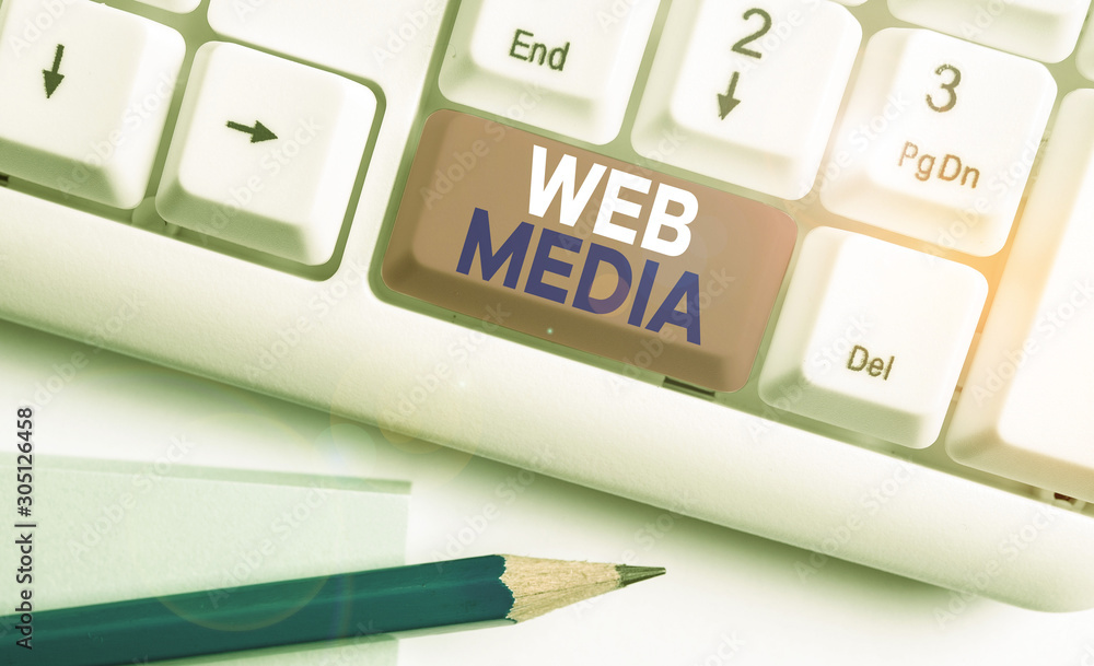 Fototapete handwriting text writing web media. conceptual photo audio and visual forms of communication present