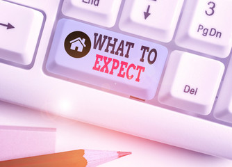 Word writing text What To Expect. Business photo showcasing Confusion about the belief of what will...