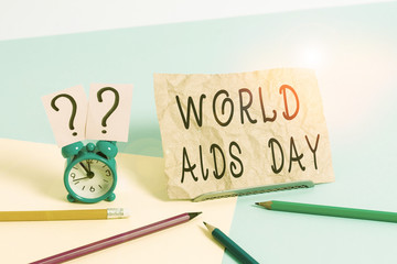 Conceptual hand writing showing World Aids Day. Concept meaning 1st December dedicated to raising...