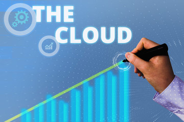 Text sign showing The Cloud. Business photo showcasing Programs used in Storing Accessing data over the internet