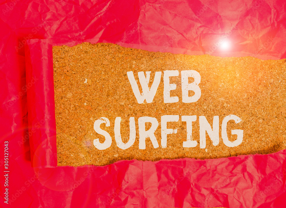 Poster handwriting text web surfing. conceptual photo jumping or browsing from page to page on the internet
