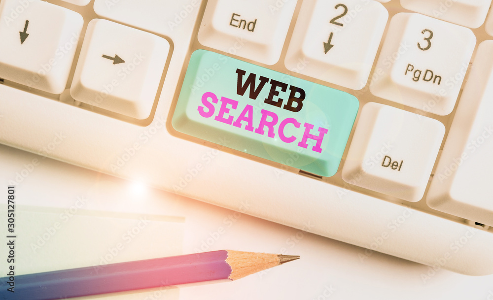 Aufkleber word writing text web search. business photo showcasing software system designed to search for infor