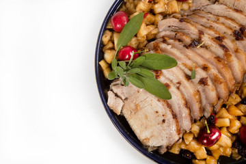Pork with pineaapple and cherry sauce
