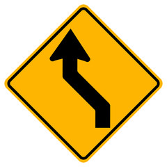Curved Left Traffic Road Sign,Vector Illustration, Isolate On White Background Symbols, Label. EPS10