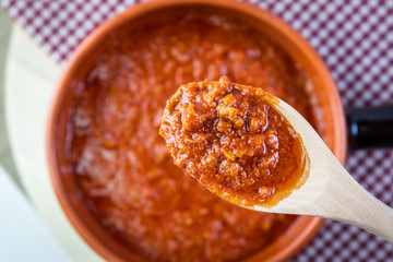 chili con carne in bowl