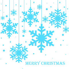 Merry Christmas Snowflake Icon Blue Color.