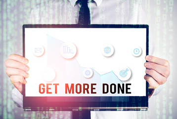 Word writing text Get More Done. Business photo showcasing Checklist Organized Time Management Start Hardwork Act