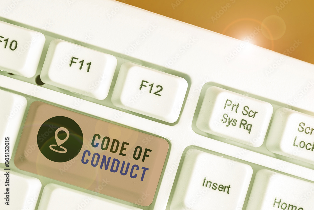 Poster conceptual hand writing showing code of conduct. concept meaning ethics rules moral codes ethical pr
