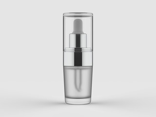 Cosmetic and skin care dropper glass bottle on white background