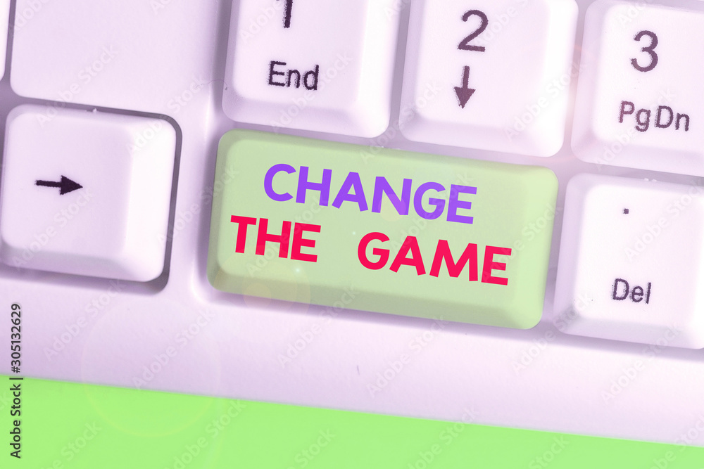 Aufkleber text sign showing change the game. business photo showcasing make a movement do something different 