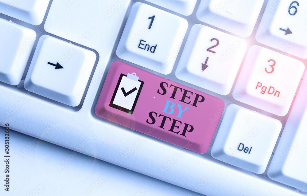 Poster writing note showing step by step. business concept for slow progress road to success direction deve