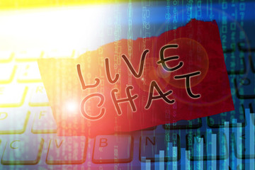 Word writing text Live Chat. Business photo showcasing talking with friend or someone through internet and PC phone