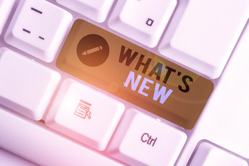 Conceptual hand writing showing What S Is New. Concept meaning Asking about latest Updates Trends...