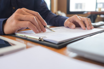 Fototapeta premium Business accountant Sitting in finance Accounting Auditor, banker, working in office