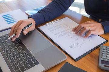 Business accountant Sitting in finance Accounting Auditor, banker, working in office