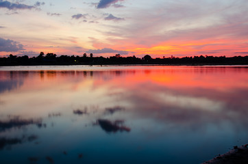 sunset over the lake