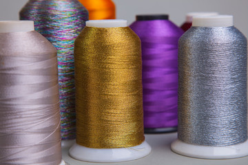 sewing thread. a set of multicolored threads